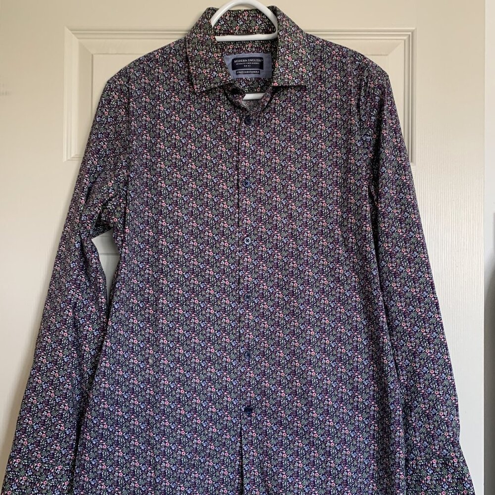 Men's Modern English Flower Print Shirt